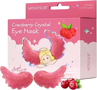 MOND'SUB Under Eye Mask - 6 Pairs Orange Crystal Eye Mask for Sleeping- Puffy Eyes Dark Circles Treatments with Hyaluronic Acid, Reduce Under Eye Bags and Smooth Wrinkles, Brighten (Cranberry)