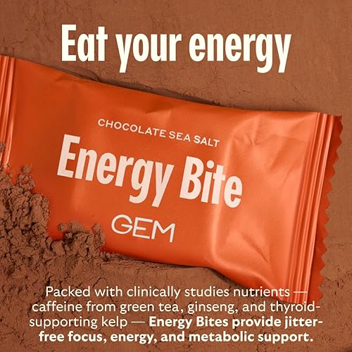 Miniatura 7 de GEM Bocado energético con cafeína  Energía holística sostenida  Apoya el metabolismo, la resistencia y la resistencia  40 mg de cafeína, raíz de