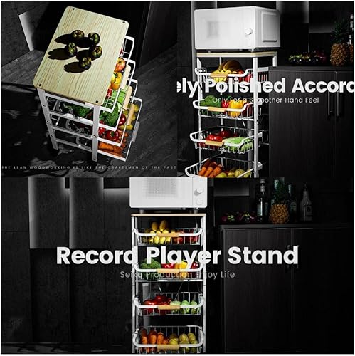 Miniatura 10 de Carrito de almacenamiento de cocina con ruedas, carrito de cocina con almacenamiento y ruedas, carrito de metal rodante de malla, carrito de 4