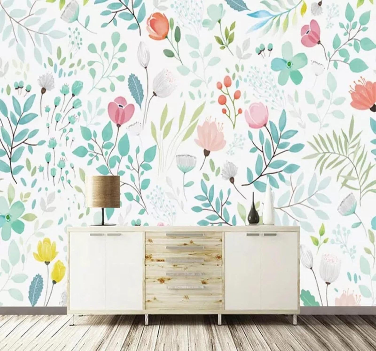 Xlming 350Cm×256Cm(B×H) Fresh Elegant Pastoral Plants Flowers 3D Wallpaper Luxury Home Dining Decor Paste Sofa Living Room The Wall For Bedroom Mural-350Cm×256Cm