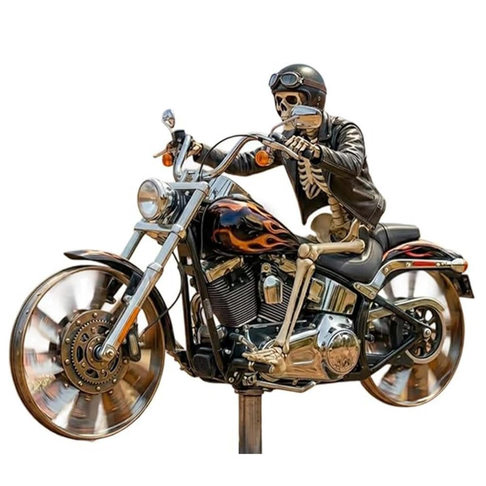 Vasedre 1Pcs Skeleton Wind Spinners For Garden, Resin Skeleton Biker Garden Windmill Spinners With Rotating Wheels And Stakes, Unique Outdoor Ornaments For Patio Yard Porch Motorcycle Lovers (1Pcs)