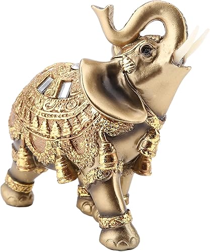Miniatura 6 de Estatua de elefante dorado, estatua de elefante vintage de Feng Shui, figura coleccionable de elefante de la suerte de Feng Shui, escultura de
