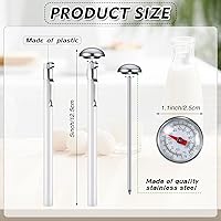 Vista 2 de Xuhal 6 piezas de termómetro de cocina de acero inoxidable con vástago largo de 5 pulgadas y esfera de 1 pulgada, termómetro para leche, espuma