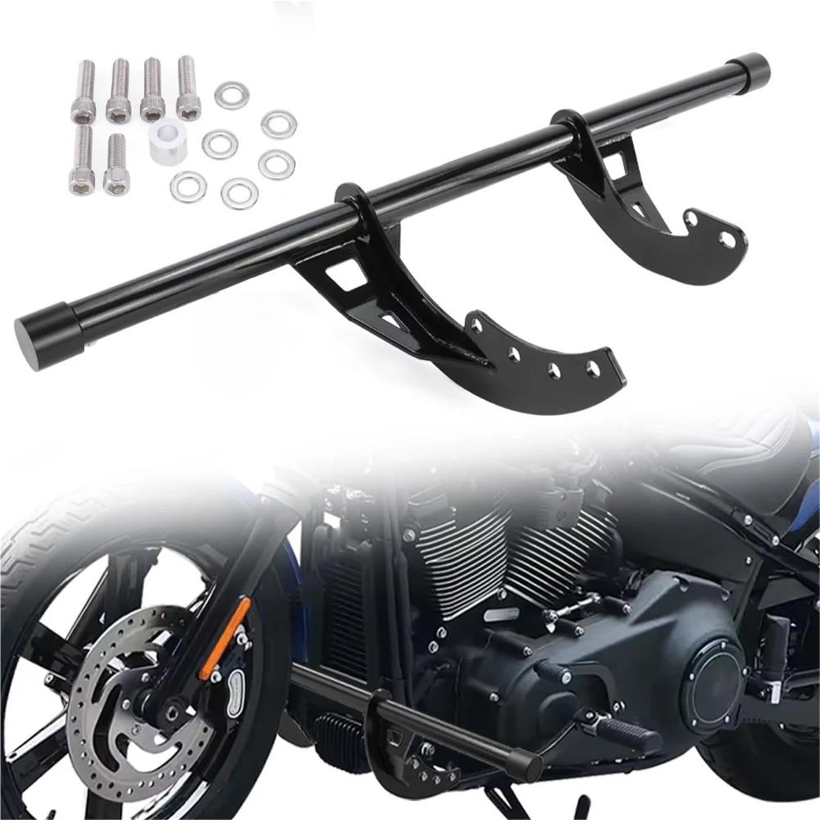 Barre de protection moteur et repose-pieds antichute en acier Softail Street Bob