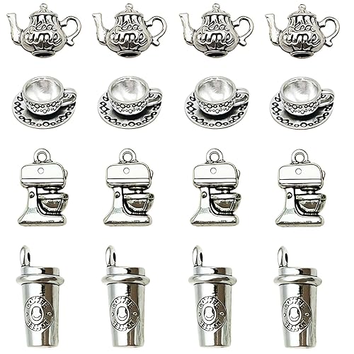 48PCS Antique Silver Wolf Theme Alloy Charms, 6 Styles Animal
