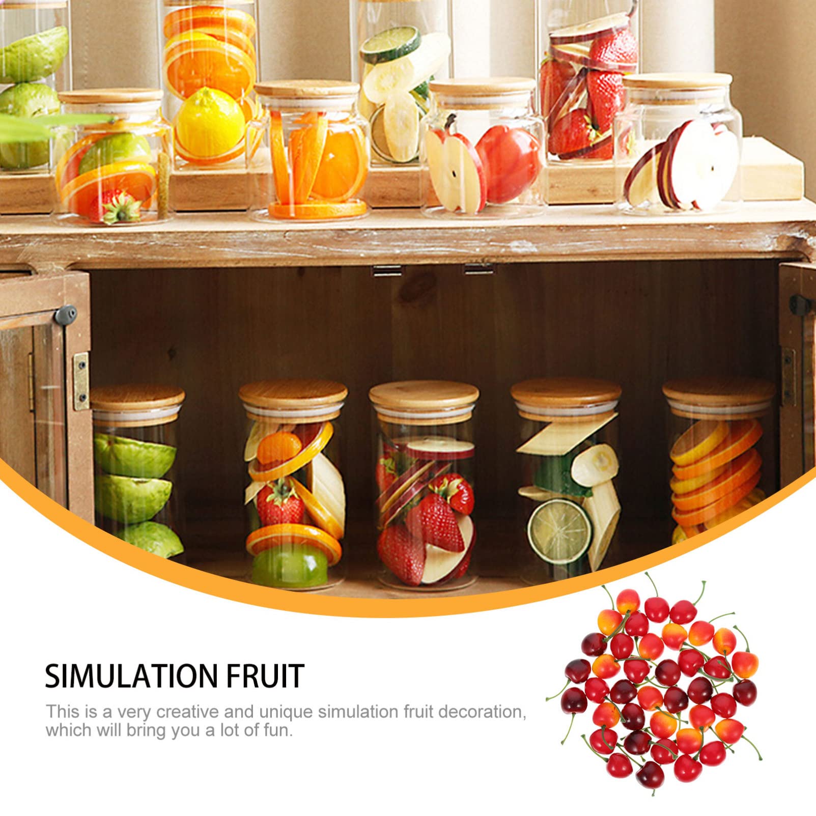 Cabilock 60pcs Artificial Cherry Realistic Fruit Ornaments Fruit Shape Ornaments Simulation Fruit Model Simulated Fruit Models Vivid Fruit Model Realistic Fruit Model Emulated Fruit Model