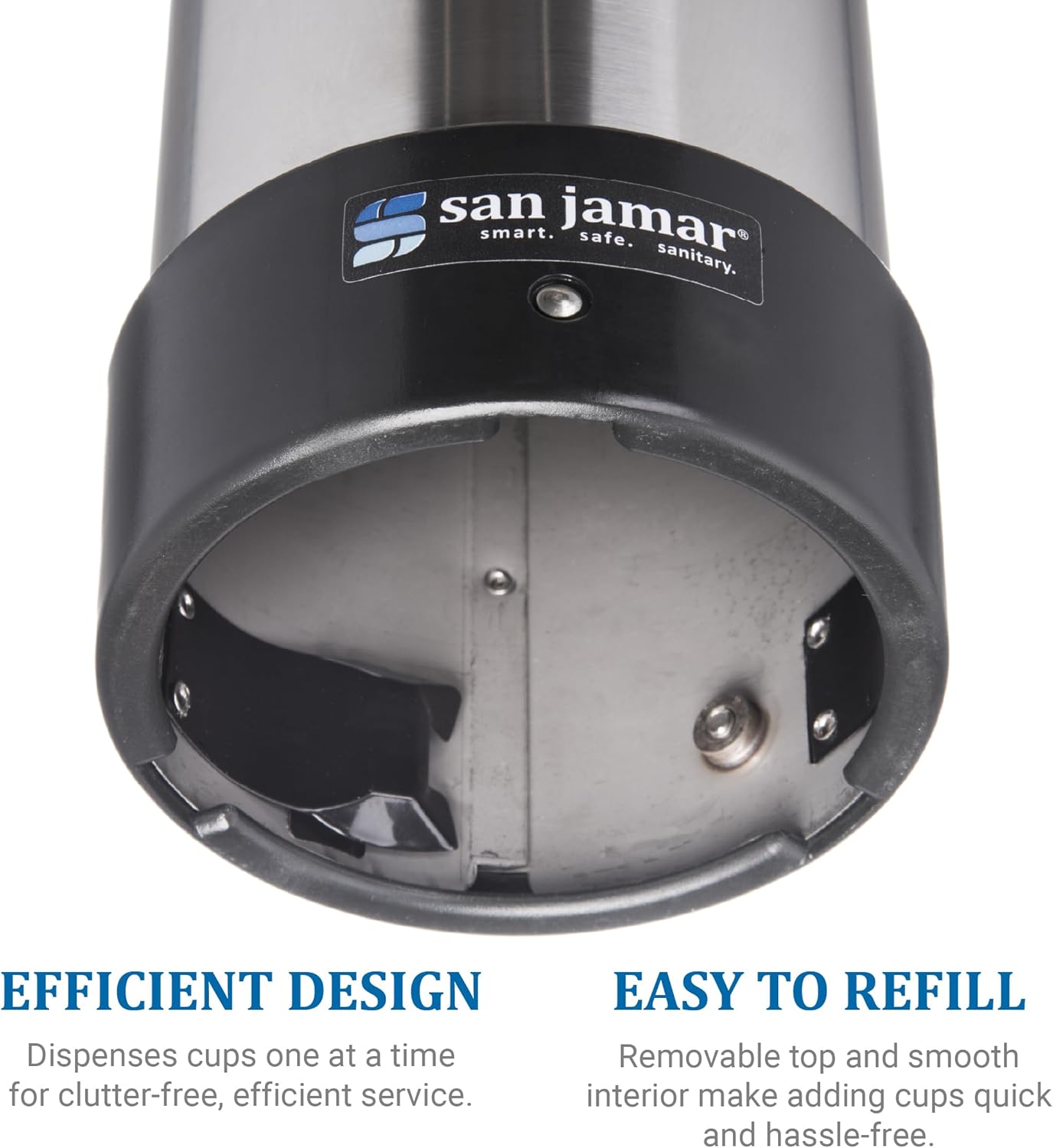 San Jamar Pull-Type Cup Dispenser 32-46 Oz. Cups for Restaurants, Home, and Office, Plastic, 23.5 Inches, Silver, Large