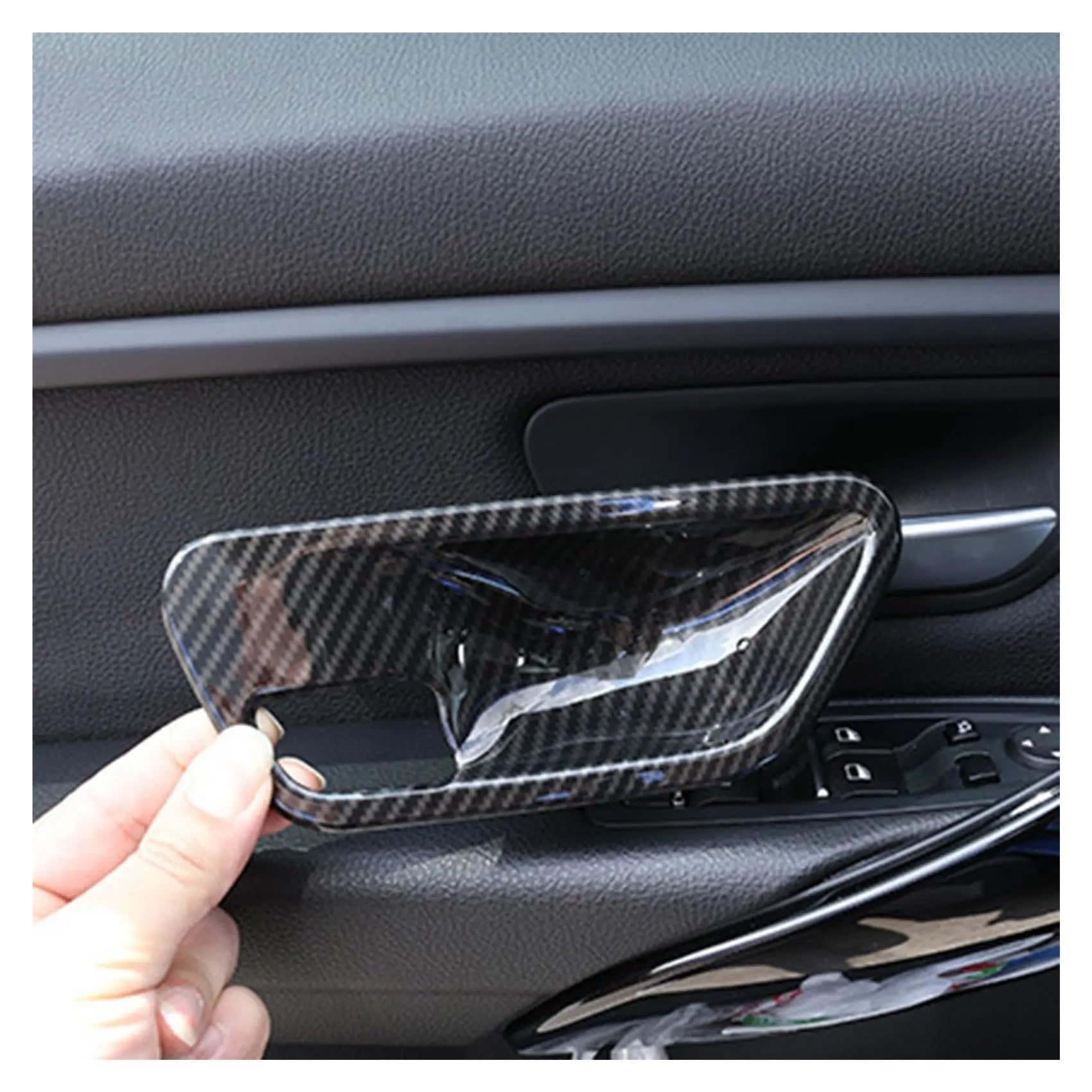 NNEAOTAQQ Carbon Fiber Look Car Door Handle Covers Trim Compatible with -BMW 3 4 Serises F30 F34 3GT Interior Auto Accessories