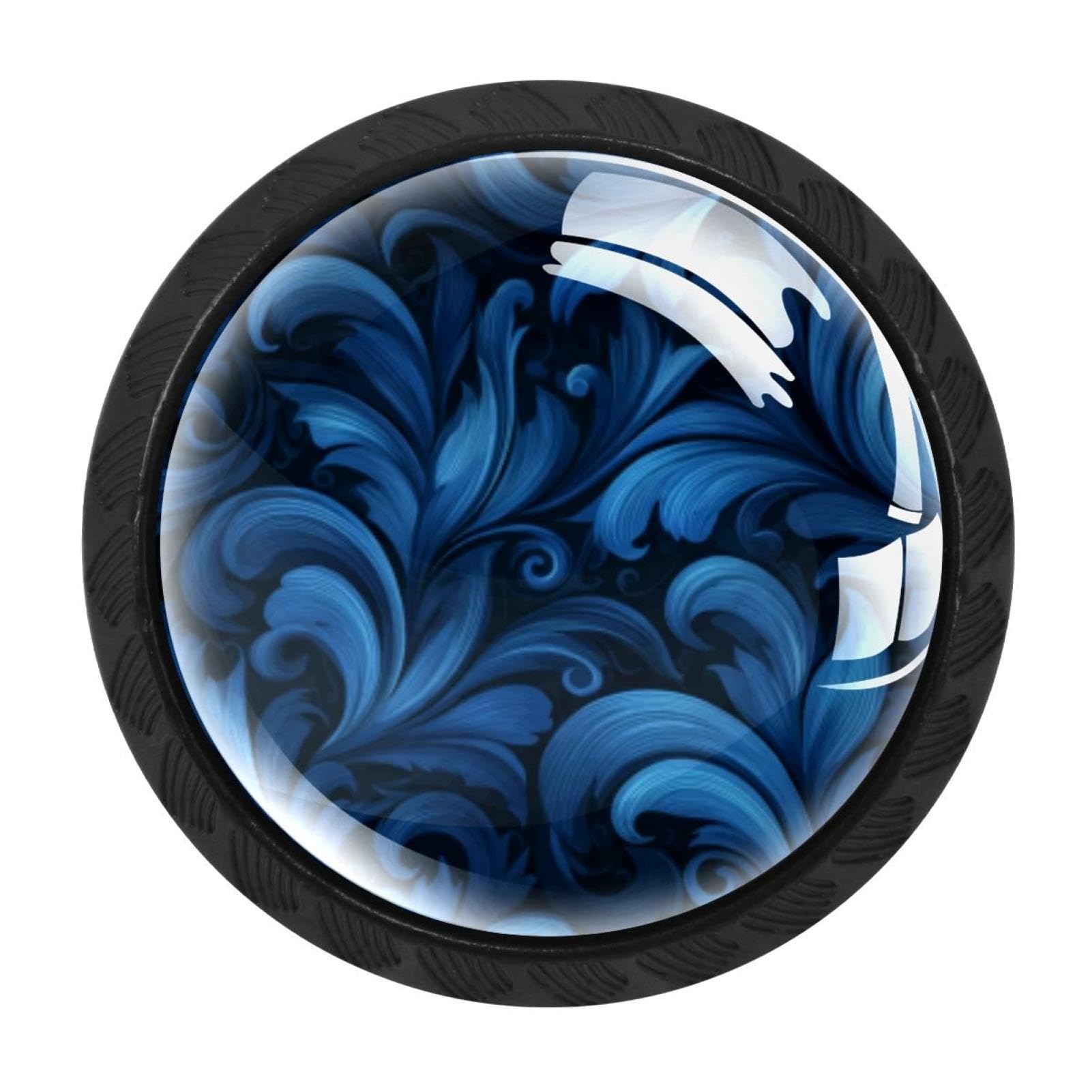CHENZZZZ 4 Pieces Dresser Knobs Navy Blue Swirl Pattern (3) Drawer knobs Cabinet Knobs Pull Handles for Home Kitchen Office