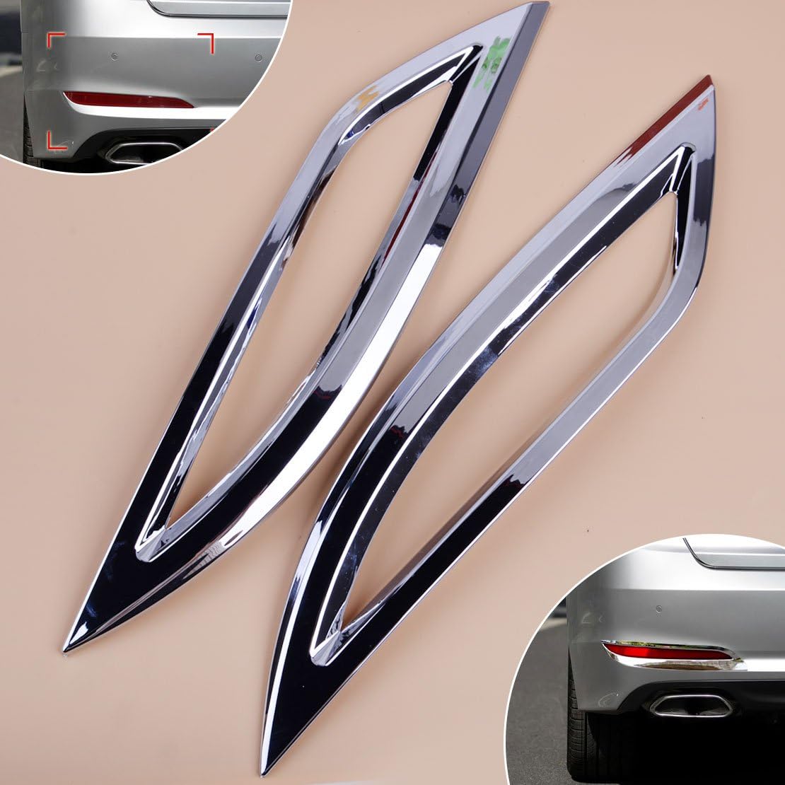 beler 2pcs Chrome Plated Rear Bumper Fog Light Cover Molding Trim Fit for Hyundai Sonata 2011-2014