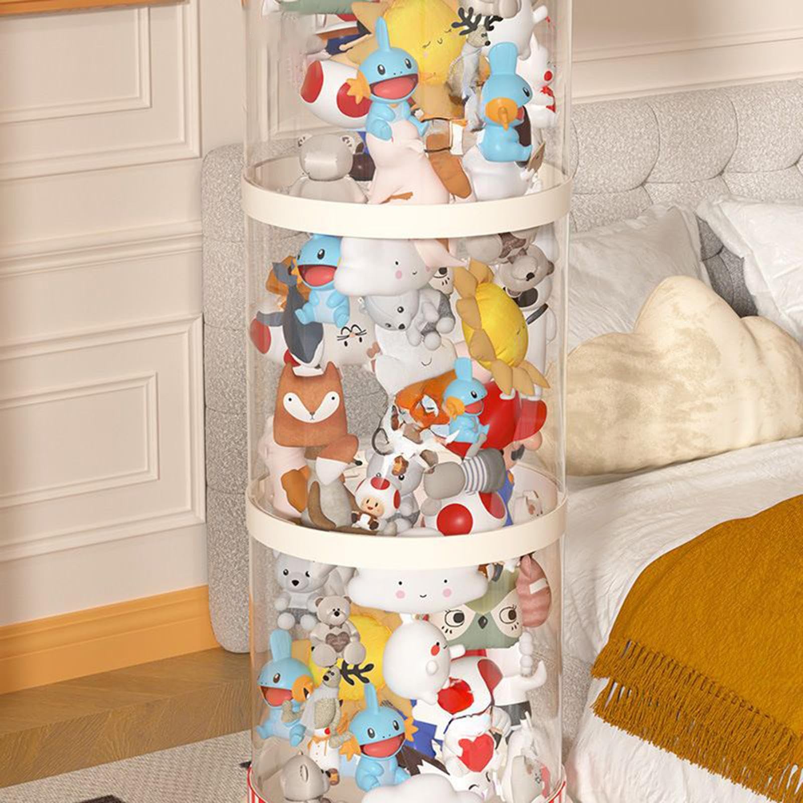 Generisch Tubo de almacenamiento de juguetes - Cubo de exhibición | transparente con forma de muñeco de nieve, cajas de almacenamiento con ruedas, para sala de juegos, habitación de los niños