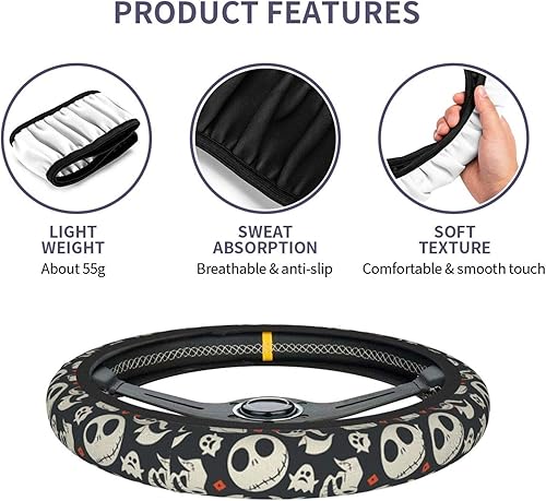 Miniatura 7 de The Nightmare Before Christmas - Fundas universales para volante de automóvil, bonitos accesorios, funda protectora de neopreno antideslizante que