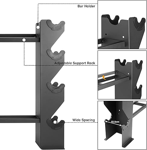 Miniatura 3 de Lovind Soporte grande para mancuernas de 2 niveles de 327 x 245 pulgadas estante grande para mancuernas de gimnasio en casa para mancuernas pelotas