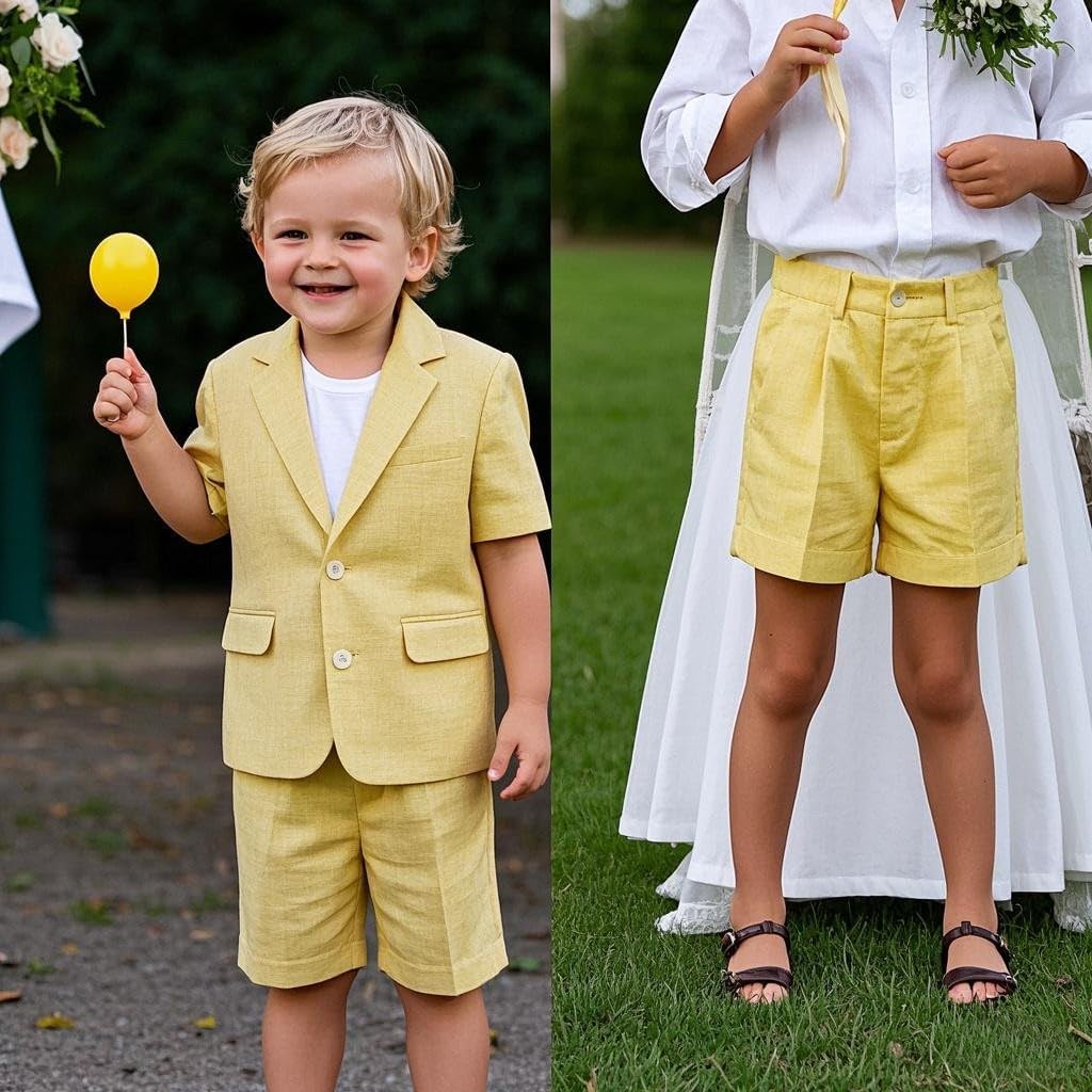 Boys 2 Piece Formal Wear Outfit Wedding Kids Boys Plaid Suit Fashion Blazer Short Pants Set