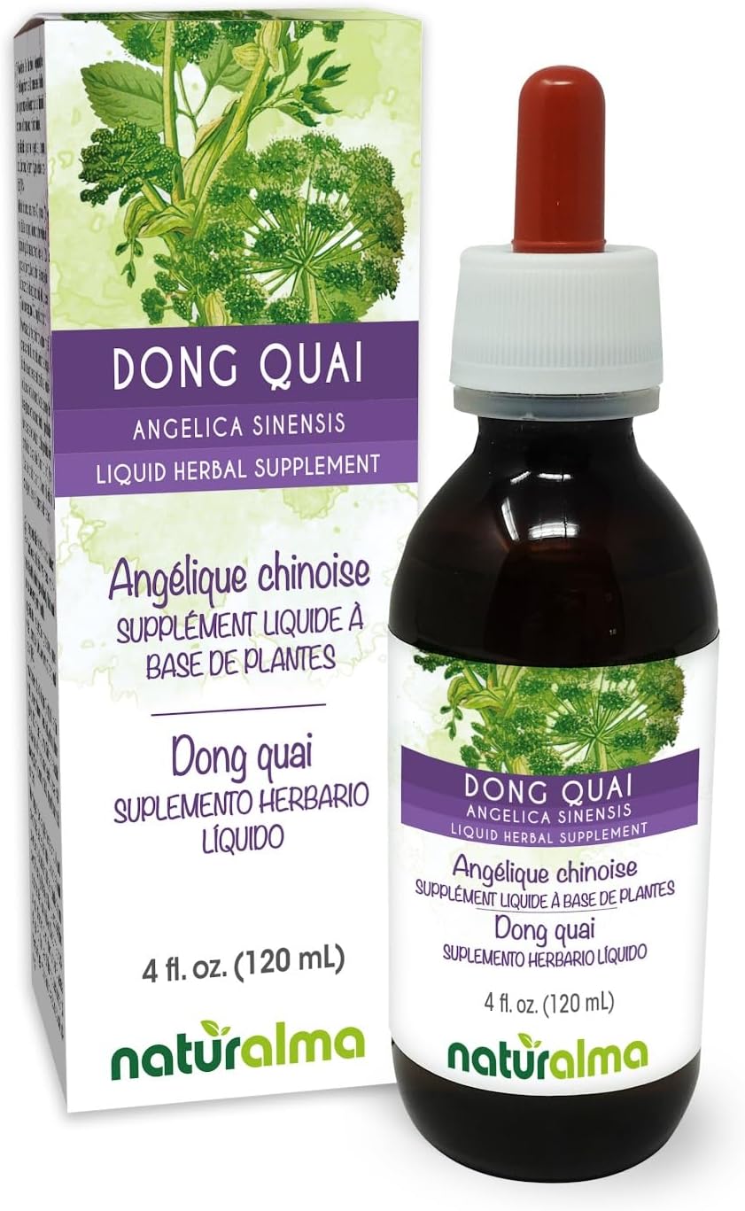 Naturalma Dong quai or Female Ginseng (Angelica sinensis) Root Alcohol-Free Tincture - 4 fl oz Liquid Extract in Drops - Herbal Supplement - Vegan
