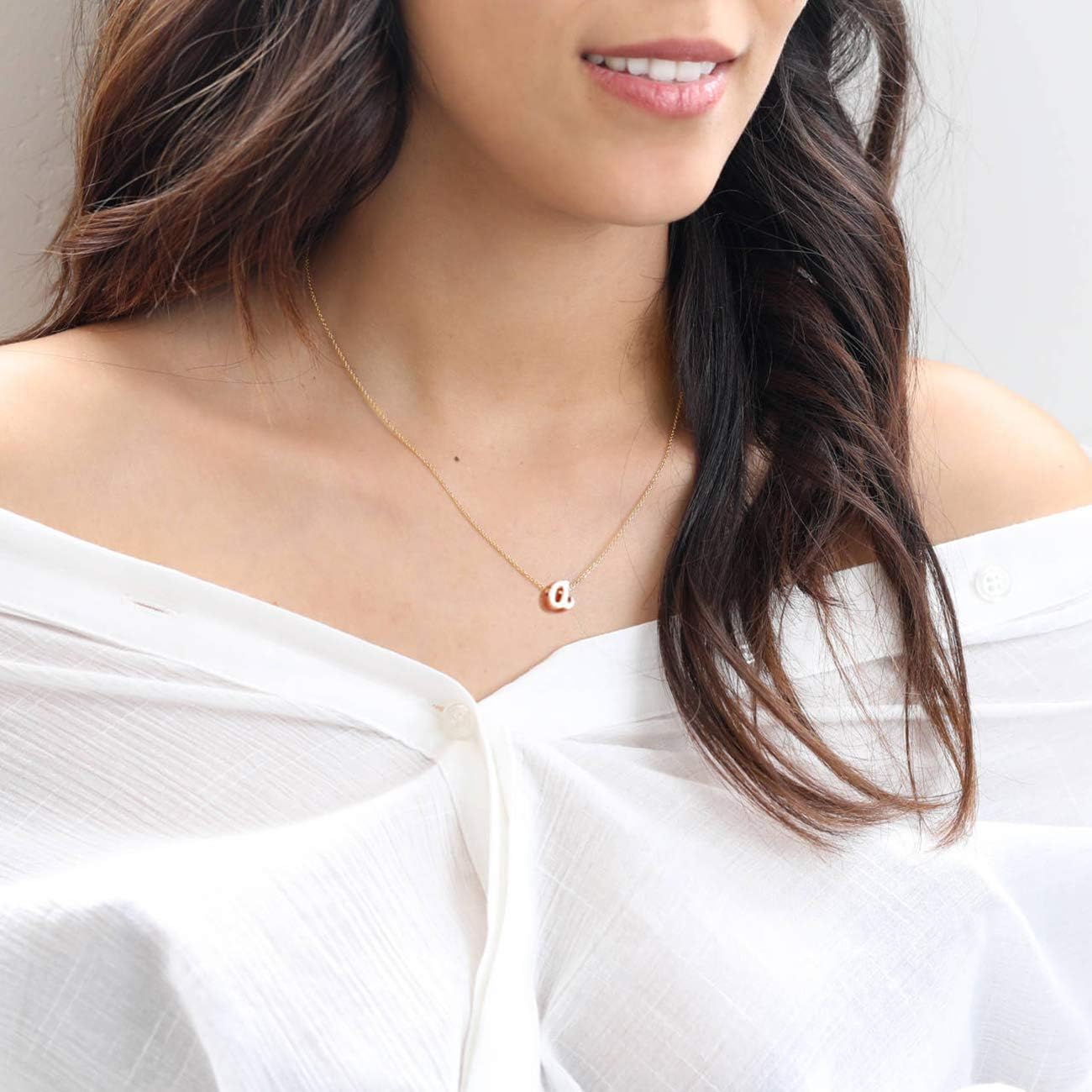 MOMOL Small Initial Necklace for Women 18K Gold Plated Stainless Steel Cursive Script Tiny Letter Necklace Personalized Name Necklace - Image 2