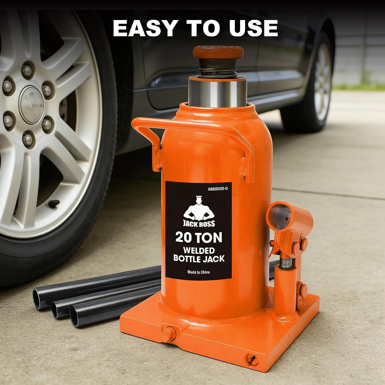 Jack Boss Bottle Jack 20 Ton (40,000 LBs) Hydraulic Car Jack, Fit for Auto Truck Repair and House Lift, Orange