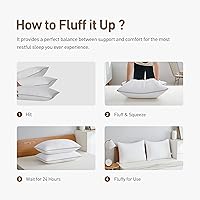 Vista 6 de Acanva Juego de 4 almohadas refrescantes para dormir, relleno suave de plumón 3D de alta calidad para dormir de espalda, estómago o de lado