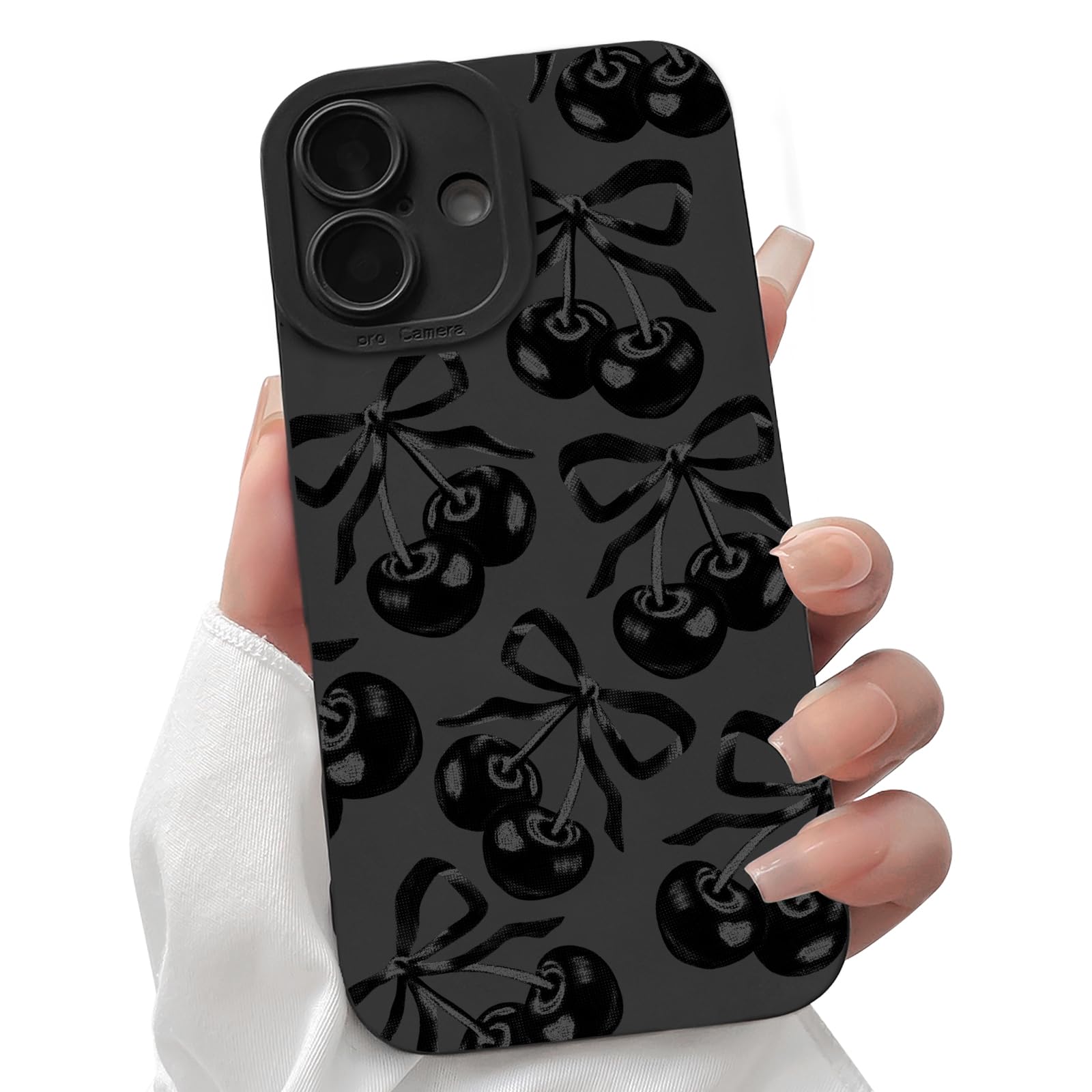 Lovmooful Compatible for iPhone 16 Case Cute Aesthetic Ribbon Bowknot with Black Design for Girls Women Soft TPU Shockproof Protective Girly for