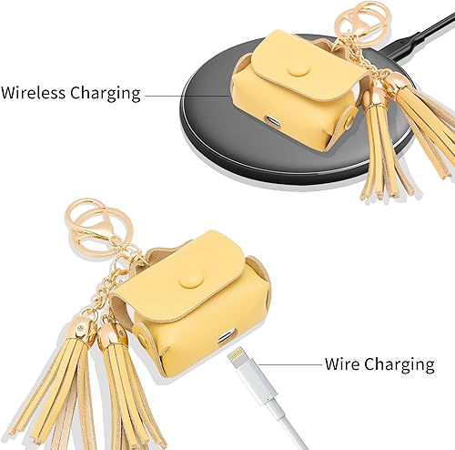 Miniatura 10 de MODOS LOGICOS Funda para Air Pods 3 (2021), funda de piel sintética con un par de borlas caídas, compatible con Apple AirPods de 3 generación, color