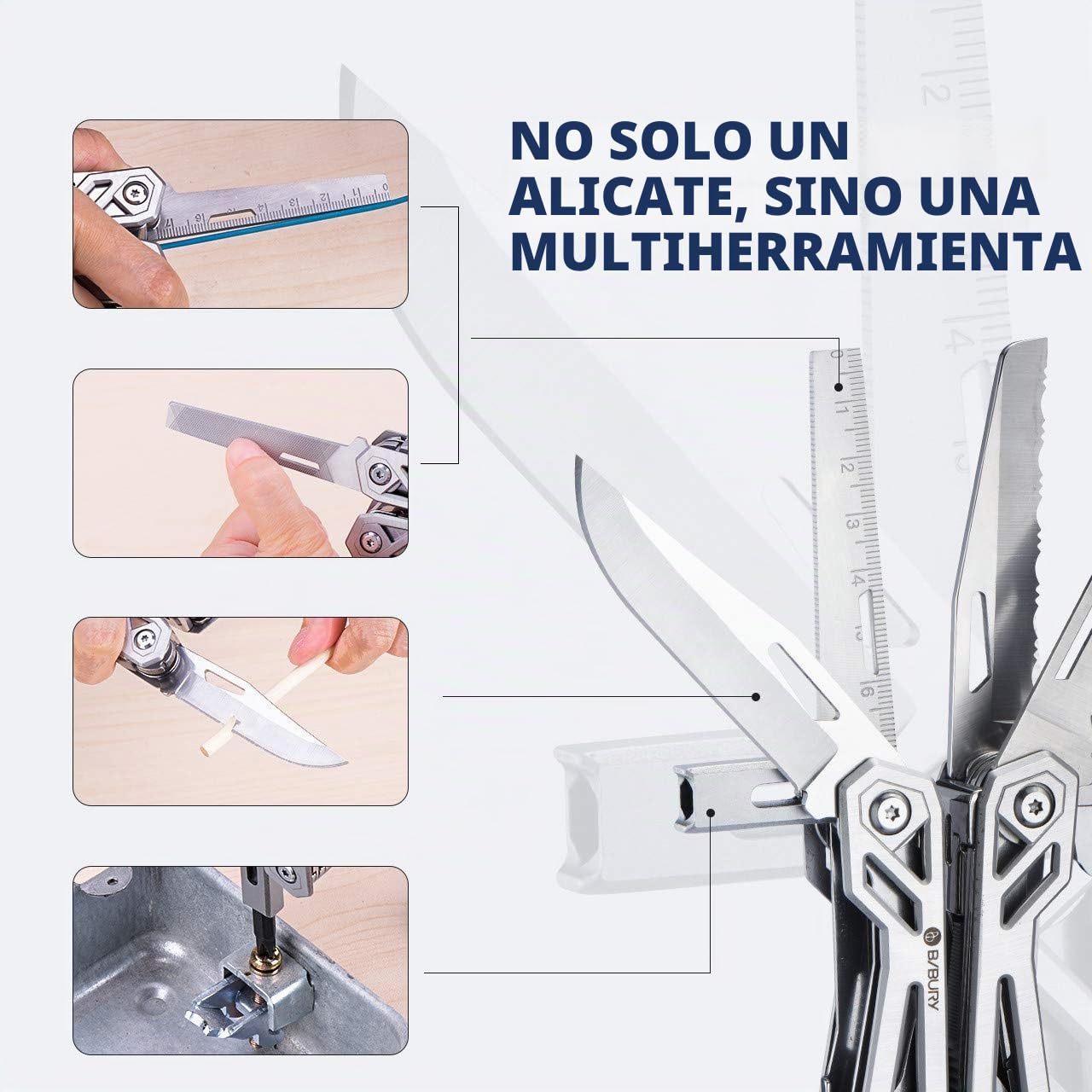 Regalos para Hombres Mujer, BIBURY Multiherramienta de Alicates 21 en 1 con juego de destornilladores, Navaja Multiusos Herramienta Multiusos para Camping, Reparación, Senderismo - Flash