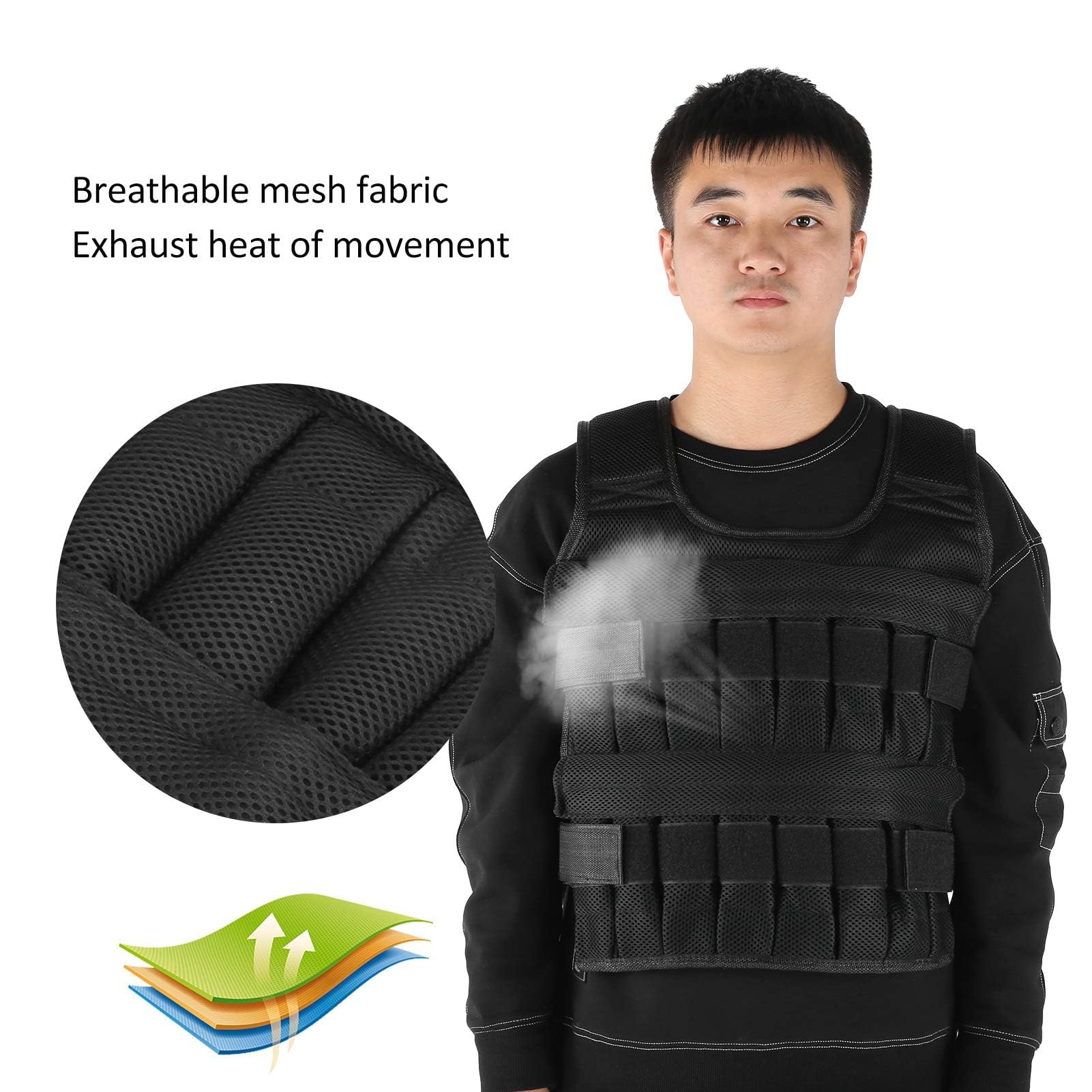 Gewichtsweste (keine Gewichte), verstellbare Gewichtsweste aus Netzstoff, Sandsack, Sport, Laufen, beschwerter Plattenträger für Krafttraining, Fitness, Muskelaufbau