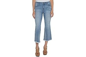 Liverpool Women's Hannah Crop Flare Fray Hem Mid-Rise Vintage Stretch Denim Jean 25 1/2"
