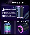 Gaming USB Microphone, Annulation de bruit Mic avec Mute,Ajustement de Mic-réverbère de bras de boum, Surveillance pour le streaming, Podcasting, Discord, YouTube,PC, Ordinateur, PS4, PS5, Mac