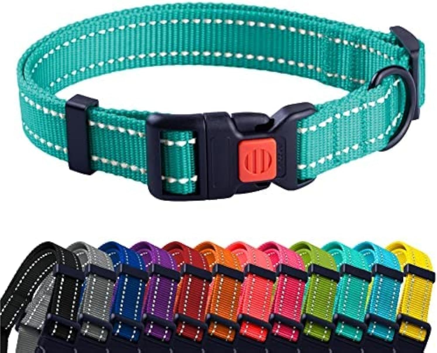 CollarDirect Reflective Dog Collar for a Small, Medium, Large Dog or Puppy with a Quick Release Buckle - Boy and Girl - Nylon Suitable for Swimming (7