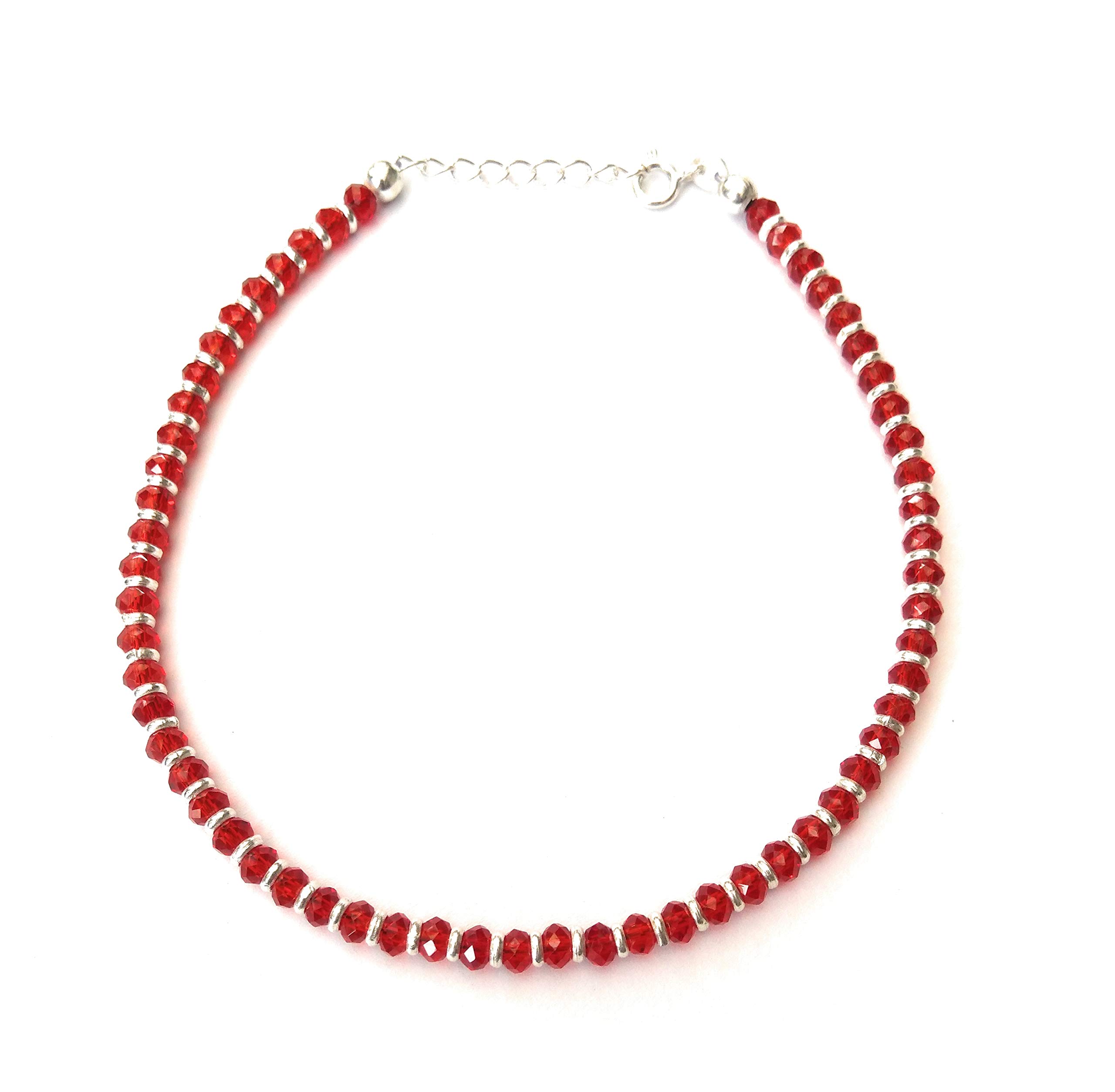 KUKSHYA Sterling Silver Silver Crystal Anklet For Women & Girls (Red) (B07R75XMMH) Amazon Price History, Amazon Price Tracker