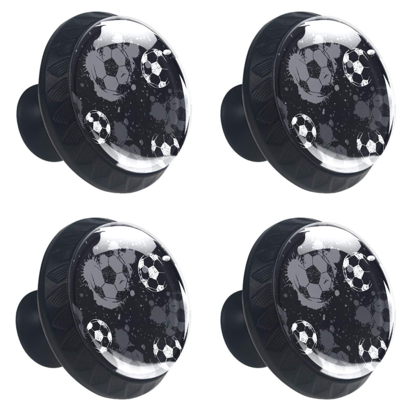 Boutons de tiroir football cristal 30mm noir pour placard de chambre