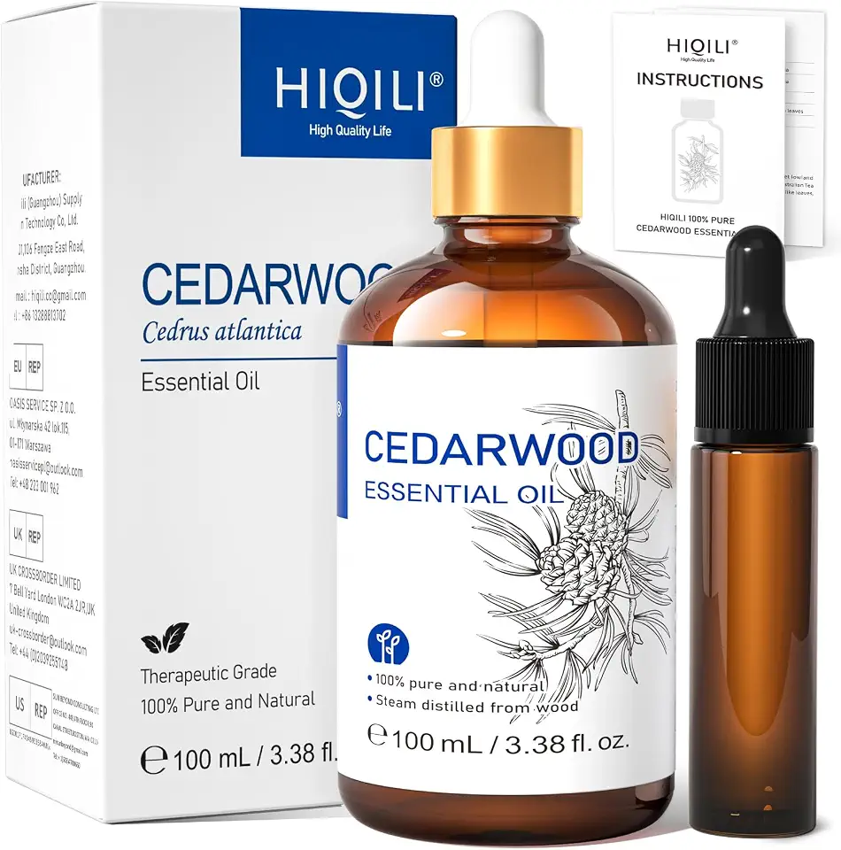 Zeder bei Erkrankungen der Atemwege 4 HIQILI Zedernholzöl 100ml, 100% Reines Ätherisches Zedernholzöl, Aromatherapieöl, Duftöl für Aroma Diffusor, Haut, Seifen, Haarwachstum