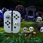 4PCS Halloween Switch Thumb Grips for Nintendo Switch Joy-Con Controller Joystick, Cute Soft Silicone Joystick Caps Cover Accessories Compatible with Nintendo Switch Joycon, Skull