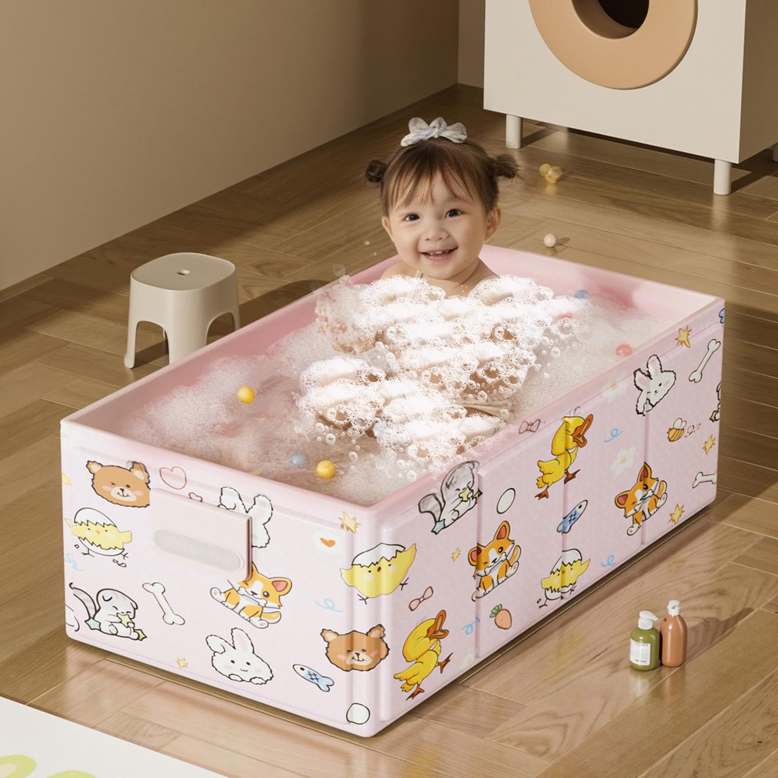Vasca da bagno portatile Vasca con Tappo di Scarico | Compatta e Facile da Riporre per Viaggi, Camper, Terrazzo, Uso Esterno e Balcone
