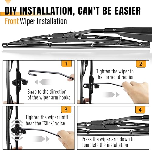 Vista 28 de AUTOBOO Limpiaparabrisas de 21 + 21 pulgadas con limpiaparabrisas trasero de 14 pulgadas de repuesto para Jeep Grand Cherokee 2005 2006 2007 208