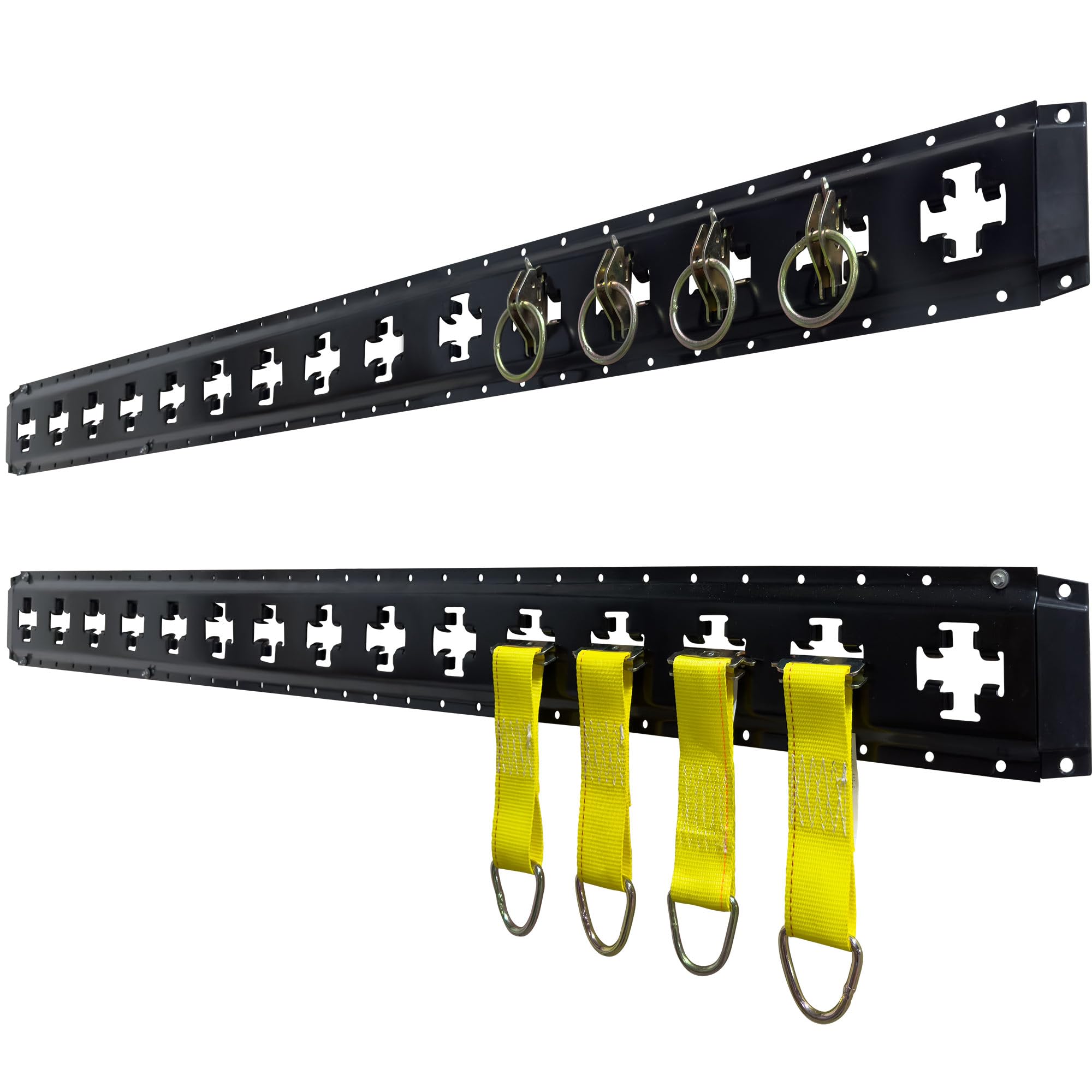 US Cargo Control X Track Tie Down Rail Kit - (2) 5' XTrack Rails, (4) Rope Tie Offs, (4) O-Ring Anchors, (4) End Caps - X Track Kit for Trailers, Vans, Garages, and Sheds