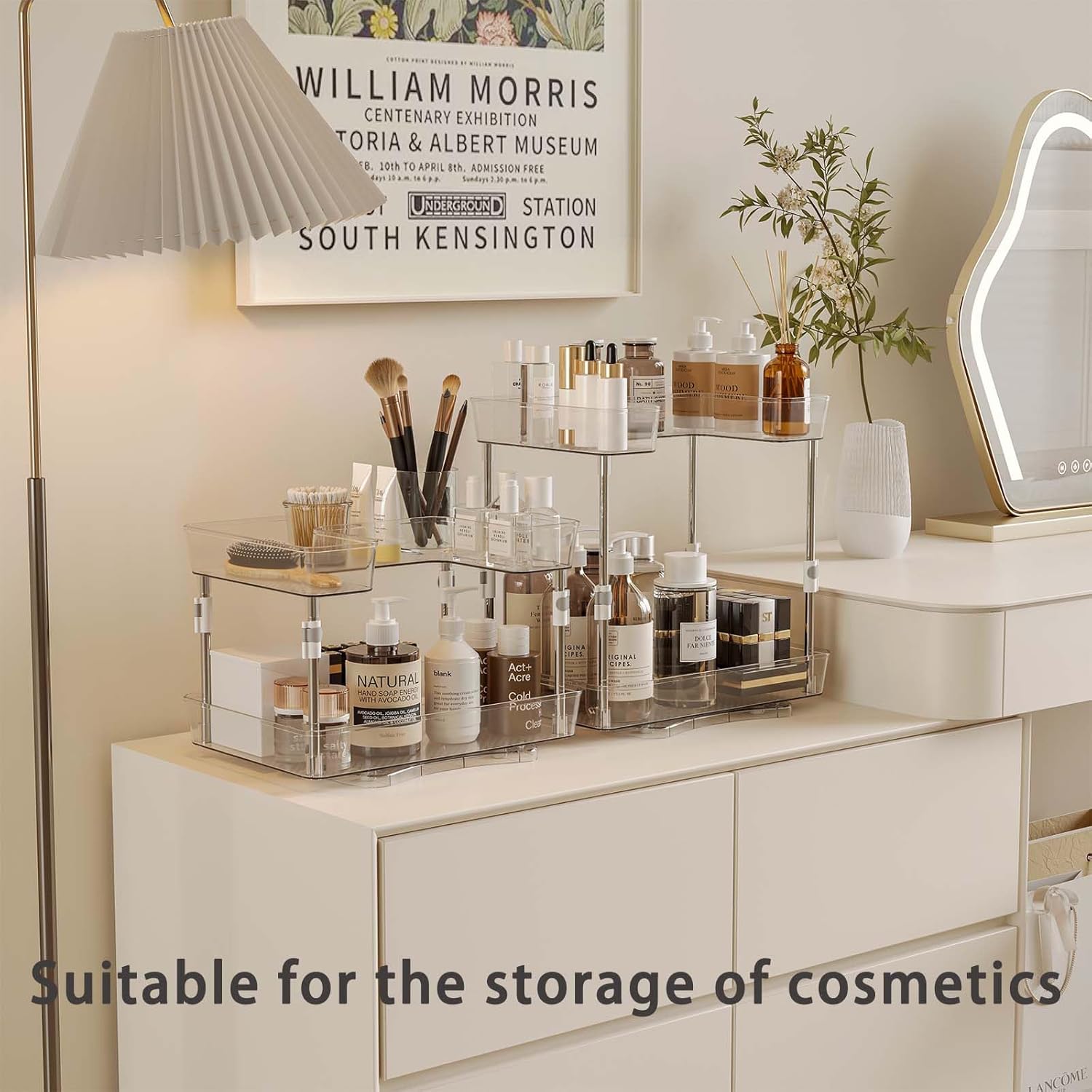 360° Rotating Lazy Susan Turntable Organizer Spice Rack, 2 Tier Height Adjustable Rotating Spice Organization for Cabinet, Seasoning Organizer for Countertop, Pantry