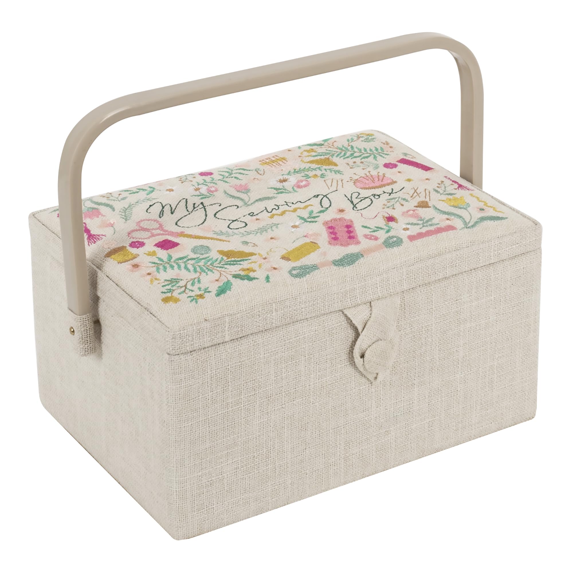 Hobby Gift Medium Sewing Box Organiser with Handle - Cotton Sewing Storage Box, Craft Storage with Compartments for Tools & Accessories - 18.5 x 25.5 x 14.5cm, My Sewing
