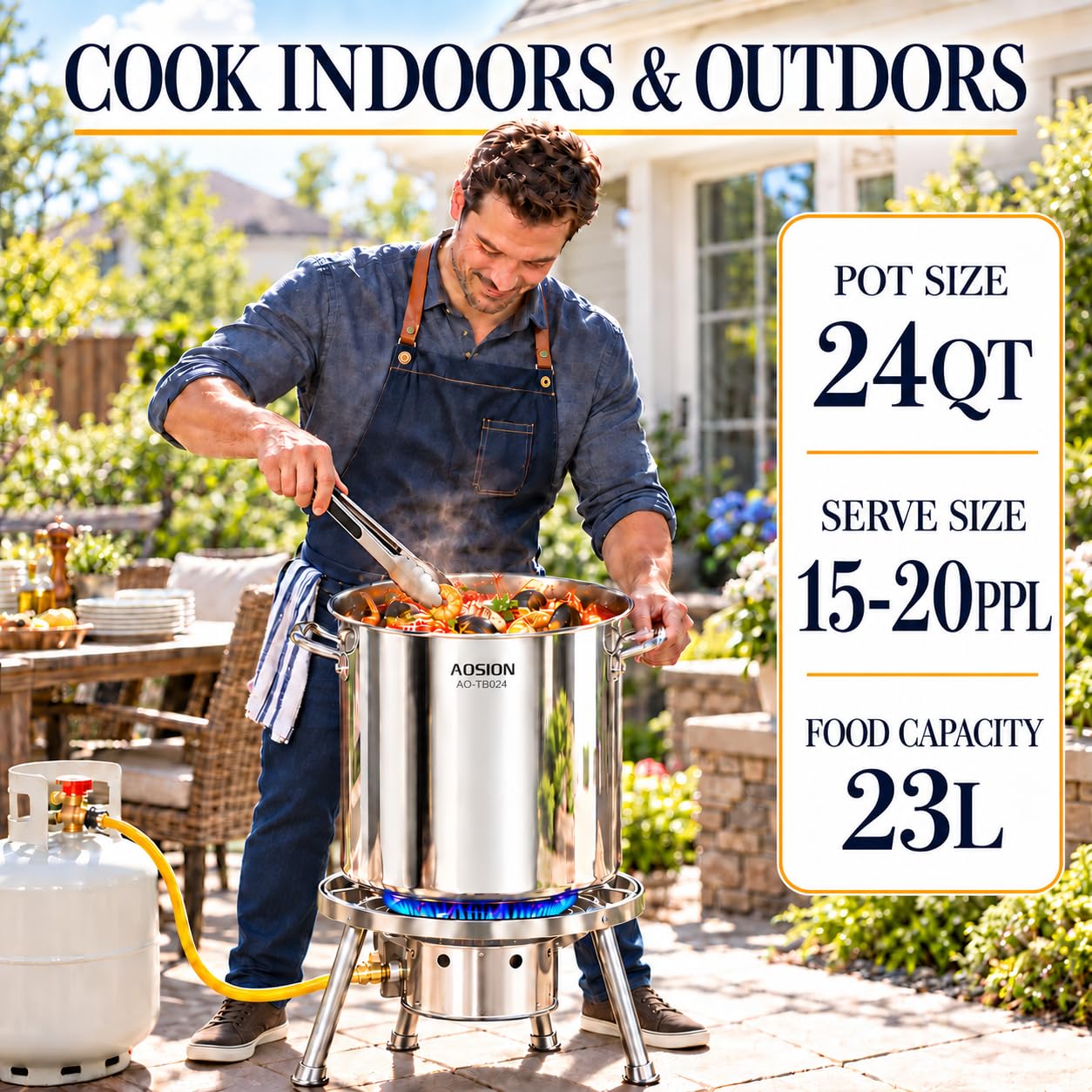AOSION 24QT Stainless Steel Stock Pot - 6 Gallon -7