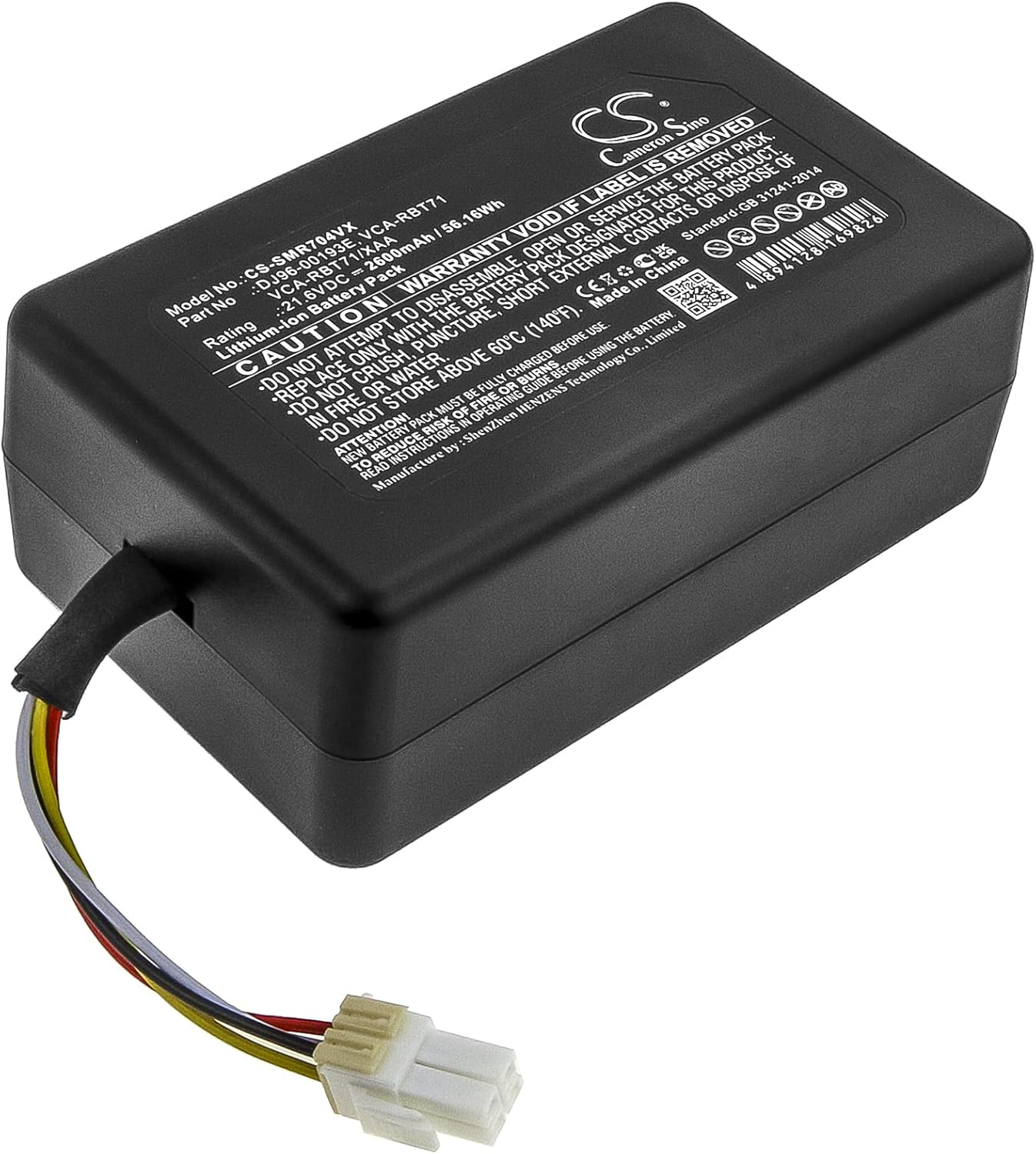 Cameron Sino 2600mAh / 56.16Wh Replacement Battery for Samsung DJ96-00193E, VCA-RBT71,PowerBot R7040, R1AM7010UW / AA, VR1AM7010U5 / AA, VR1AM7010U5/AA, VR1AM7010UW/AA, VR1AM7040W9 / AA