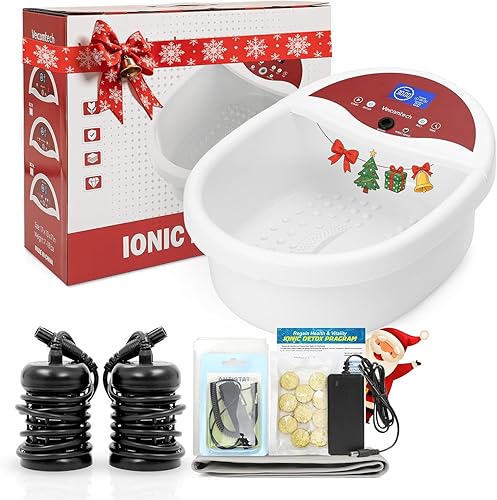Máquina de desintoxicación iónica para baño de pies, máquina de desintoxicación de pies, kit de spa de pies iónicos con 10 tabletas de jengibre, 2