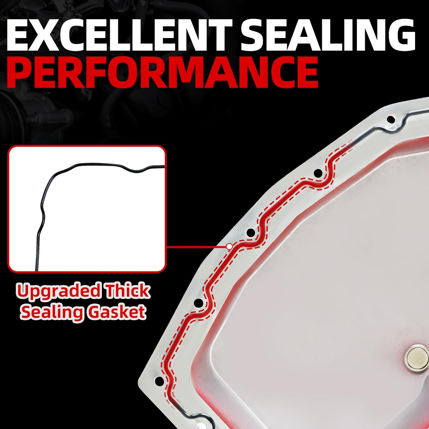 MITZONE Aluminum Lower Engine Oil Pan Sump with Drain Plug Compatible with Ford F-250 F-350 F-450 F-550 F-600 F-650 F-750 Super Duty 2011-2026 6.7L Diesel with Gasket Bolts Replace BC3Z6695B Red