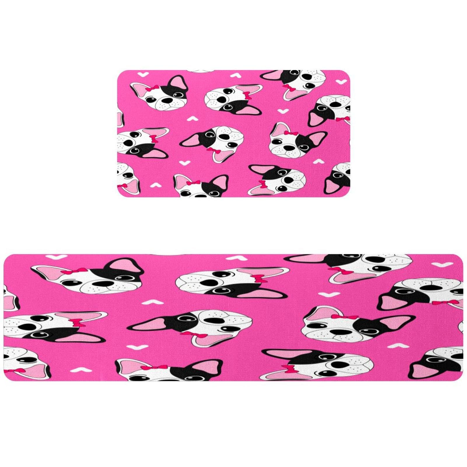 Tapete de cocina con diseño de perro en lazo rojo de 2 piezas
