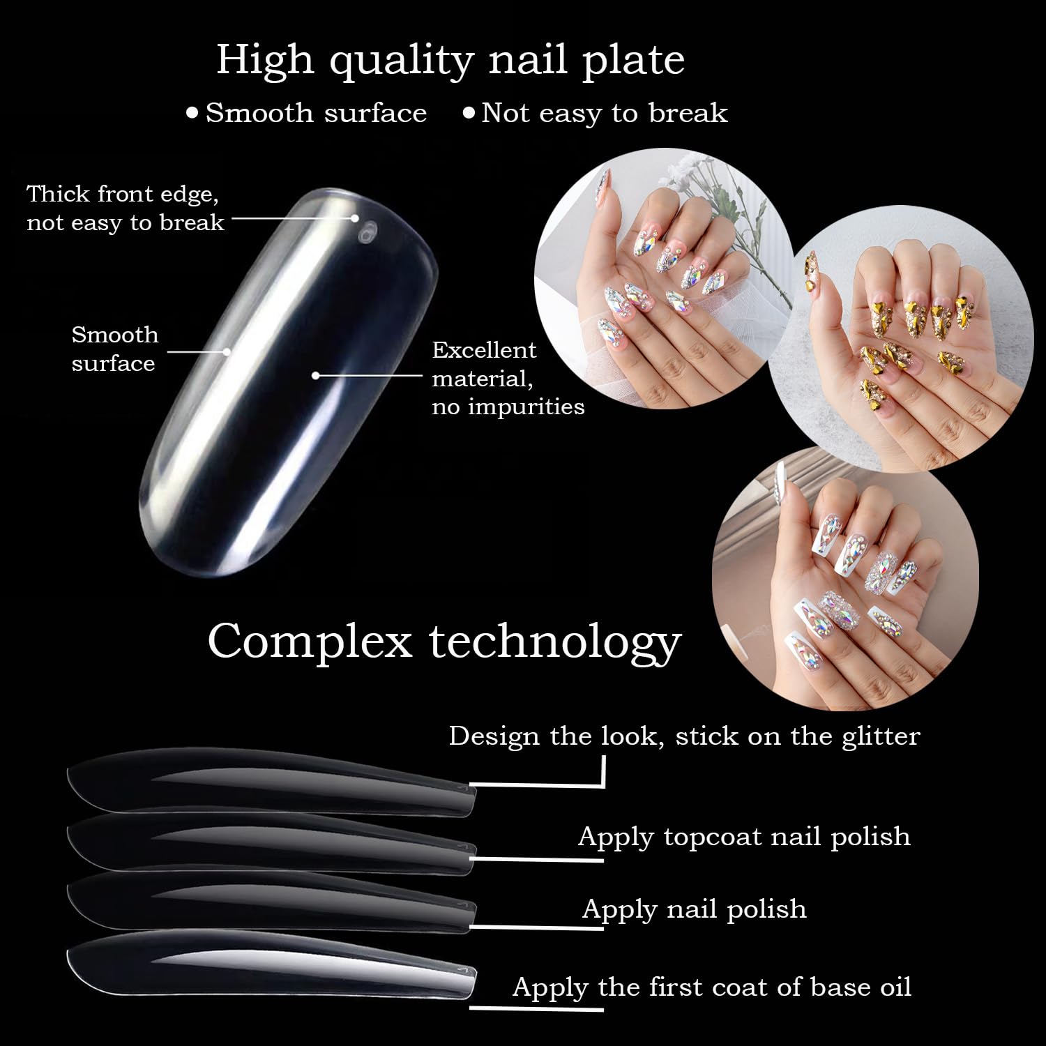 TENACIOUS & LOUCIA Handmade Press on Nails Long, Hand Made Nails Short,Fake Nails,Nails Press on,French tip Press on Nails,Press on,False Nails,Press on Nail kit LH53 S