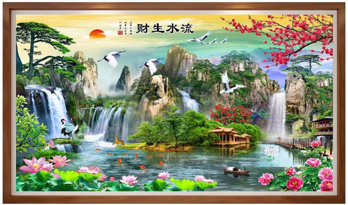 Instarry 5D DIY Diamond Painting Kits for Adults Full Drill Guest-Greeting Pine Landscape Painting Crystal Cross Stitch Wall Decor for Bedroom Living Room Art Set 47.2x17.7 inch