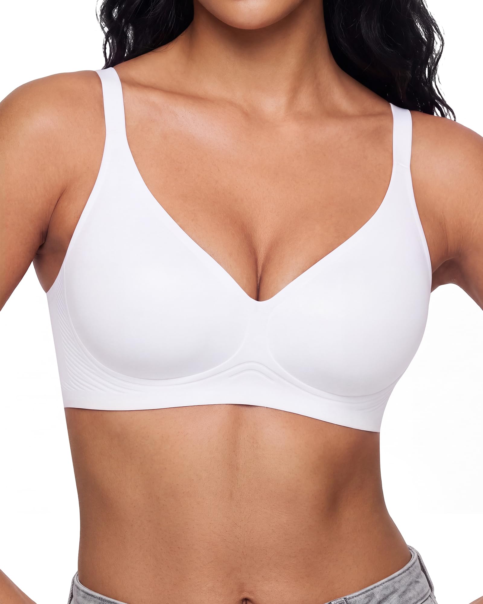 As Fairy BH Damen ohne Bügel V-Ausschnitt Nahtlos Bequemer BH | Weicher Halt Soft Jelly Bra für kleine Brüste, Verstellbare Träger, Gepolstert & Verlängerung, für T-Shirt, Kleider & Alltag
