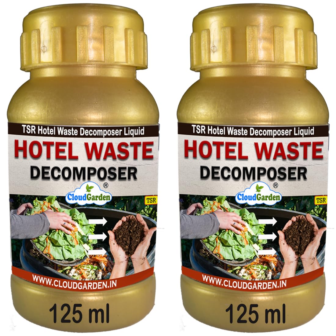 CloudGarden 250ml (125ml x 2 Bottles) Hotel Waste Decomposer Liquid – Microbial Compost Culture for Converting Food Waste into Compost at Home or Commercial Units