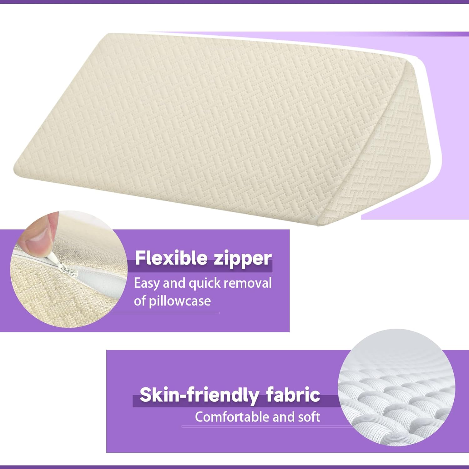 Small Wedge Pillow, Small Wedge Pillow for Sleeping, Foam Wedge for Yoga, Laptop, Memory Foam Positioning, Foam Pillow for Chair, Provide Support and Relieve Fatigue(Apricot-17.7")