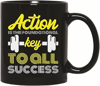 Inspirational Gym Fitness Gift for Active Pursuit of Fitness Goals 11oz 15oz Black Coffee Mug
