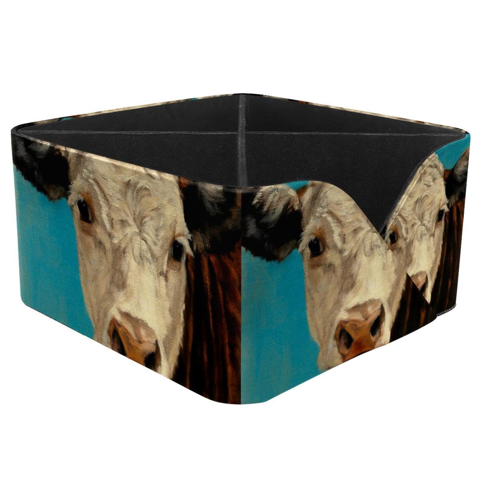 KengjuTesu Calf Hereford Desktop Organizer Pen Holder, Rectangular Pencil Cup for Office, Study and Makeup Stations